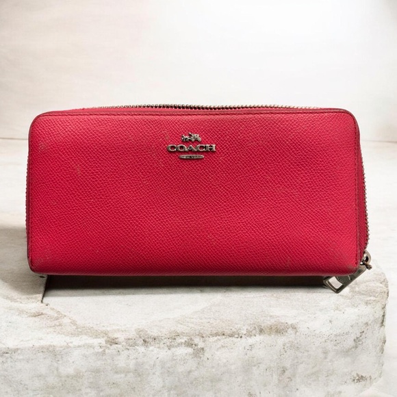 Coach Handbags - Coach Hot Pink Zip Wallet